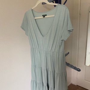Flowy Sage Green Tiered Mini Dress